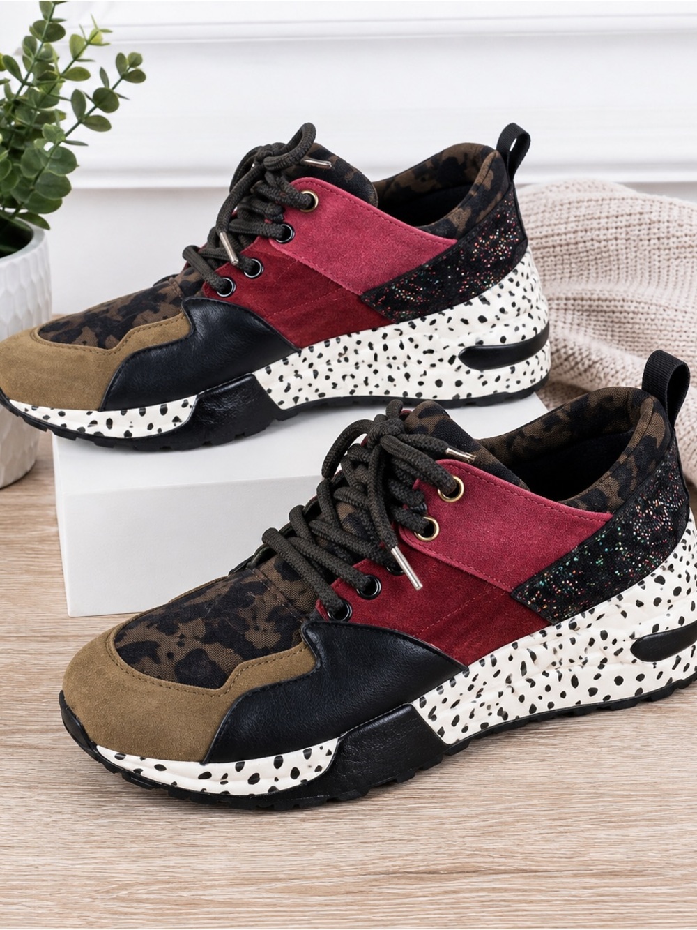 Steve Madden Cliff Chunky Animal Print Platform Sneakers Size 6